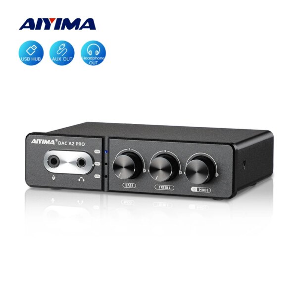 AIYIMA Audio DAC-A2 PRO USB de Gaming DAC amplificador de auriculares Hub USB Mini decodificador para PS5 auriculares para juegos de escritorio altavoces activos