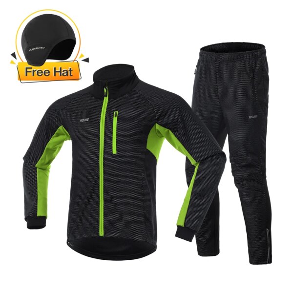 ARSUXEO, conjunto de chaqueta térmica cálida para ciclismo para hombre, cortavientos, chaqueta impermeable para bicicleta, pantalón, traje de bicicleta, ropa de ciclismo, motocicleta