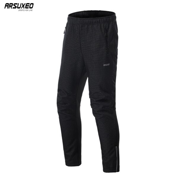 ARSUXEO Pantalones de ciclismo de invierno para hombre, pantalones térmicos de forro polar para bicicleta de montaña, resistentes al viento