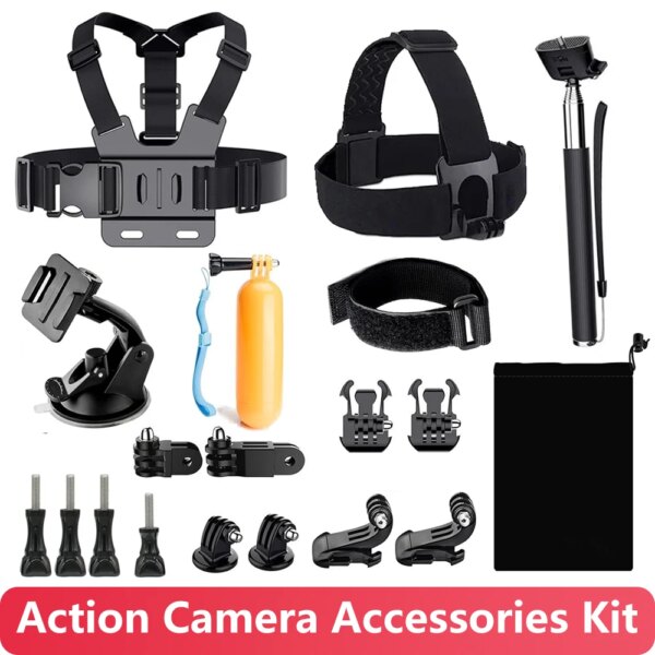 Kit de accesorios para GoPro Hero 12, correa para el pecho y la cabeza, palo Selfie para Insta360 X3 X2 Go Pro Hero 11 10 9 8 7 SJCAM DJI Action Cam