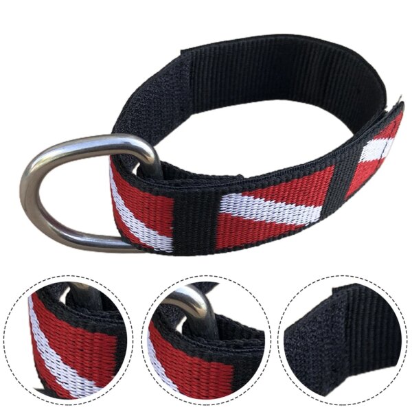 Correa de muñeca acolchada ajustable para buceo, cordón colgante con anillo en D, pulsera, correa de reloj, accesorios para piscina