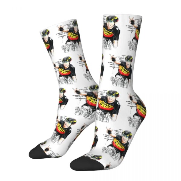 Calcetines de ciclismo unisex retro para todas las estaciones Wout Van Aert Art Mercancía de ciclista belga Calcetines deportivos Cálidos La mejor idea de regalo