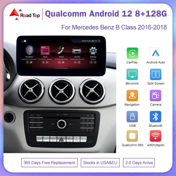 Sistema de comando de coche Android 12, pantalla táctil, Radio estéreo para Mercedes Benz Clase B w246 2016-2018 LTE, Wifi, reproductor BT