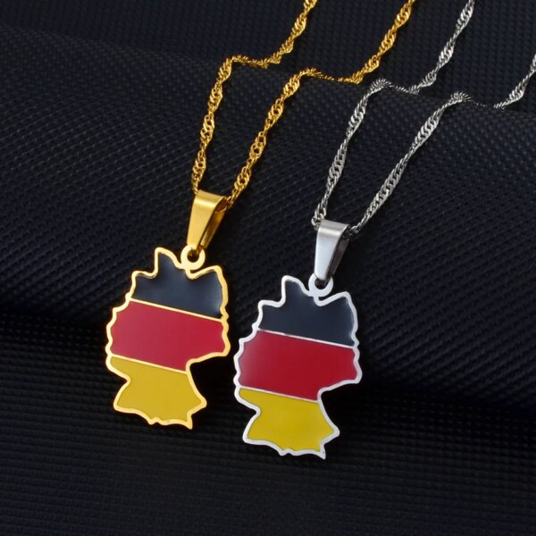 Anniyo Deutschland mapa colgante con diseño de bandera collar para mujeres niñas Color plata/Color oro Alemania joyería alemana #241421