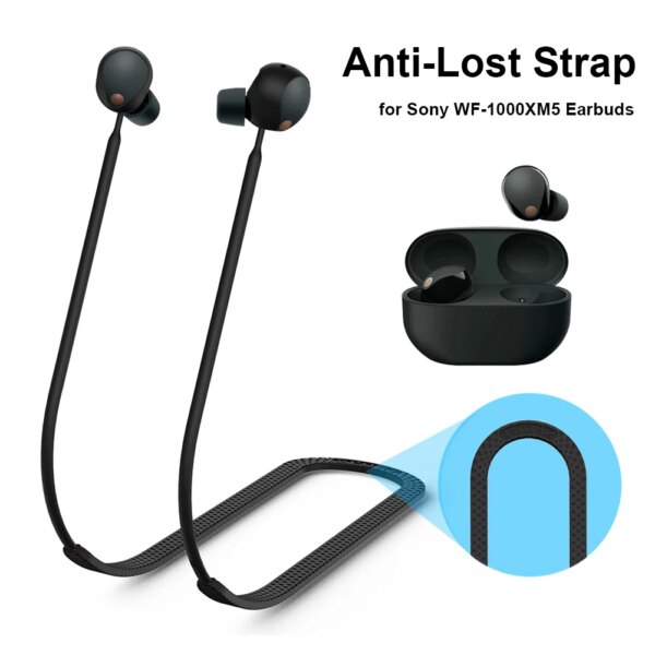 Correa antipérdida para auriculares Sony WF-1000XM5, accesorios deportivos con cordón de silicona suave, auriculares con cancelación de ruido WF1000XM5, cuerda para el cuello