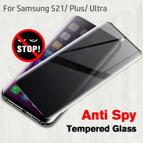 Protector de pantalla de privacidad antiespía para Samsung Galaxy S21 Plus, película protectora de vidrio templado transparente de cubierta Ultra completa para S21