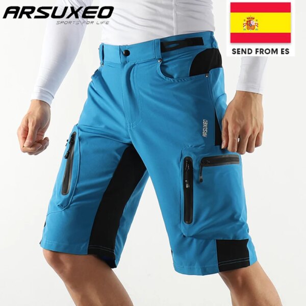 Arsuxeo pantalones cortos de ciclismo para deportes al aire libre para hombre, pantalones para descenso MTB, pantalones cortos para bicicleta de montaña, ajuste holgado, entrega desde España