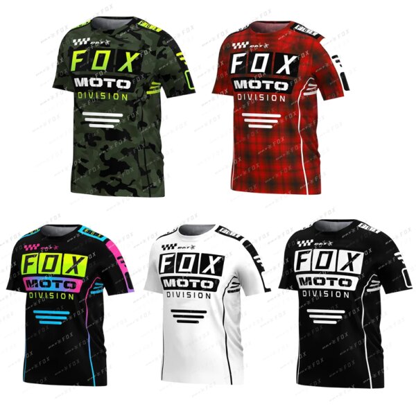 BAT FOX MTB Jersey de manga corta Camiseta para bicicleta de montaña Camiseta de Motocross Camiseta para bicicleta de descenso Maillot Ciclismo Hombre