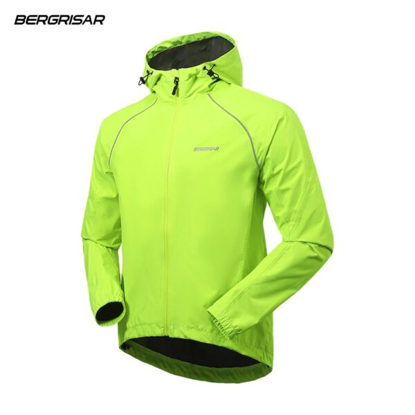 BERGRISAR-cortavientos para hombre, chaqueta impermeable para ciclismo, correr, Jersey con capucha para bicicleta, ropa impermeable y transpirable para ciclismo