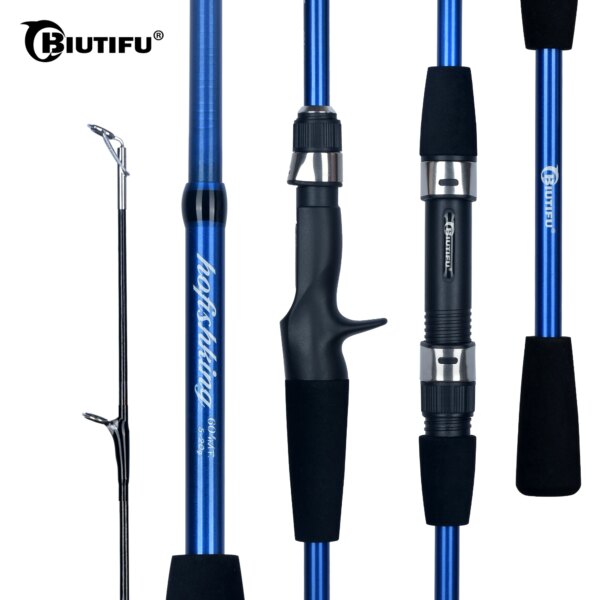 BIUTIFU-Mini caña de pescar giratoria para Baitcasting, sección 4/5, 1,8/2,1 m, peso de fundición de carbono de viaje, 5-20g, señuelo ultraligero rápido