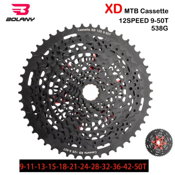 BOLANY Cassette MTB XD 12 velocidades 9-50T para XD Hub ultraligero CNC Rainbow Bike rueda libre piñón de bicicleta k7 ULT piezas de Cassette