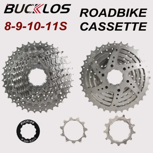 BUCKLOS-Cassette de velocidad para bicicleta de carretera, piñón de acero 8s, 9s, 10s, 11s, rueda libre para Shimano HG, 8v, 9v, 10v, 8/9/10/11