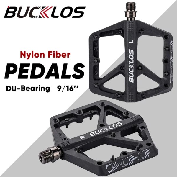 BUCKLOS-pedales planos para bicicleta, pedales con rodamiento sellado de 9/16 ", ultraligeros, de fibra de nailon, antideslizantes, universales, piezas de bicicleta