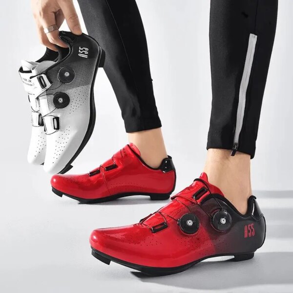 Baasploa-zapatos de ciclismo para hombre, zapatillas profesionales SPD de carretera, calzado plano de carreras para hombre, calzado de ciclismo transpirable y antideslizante