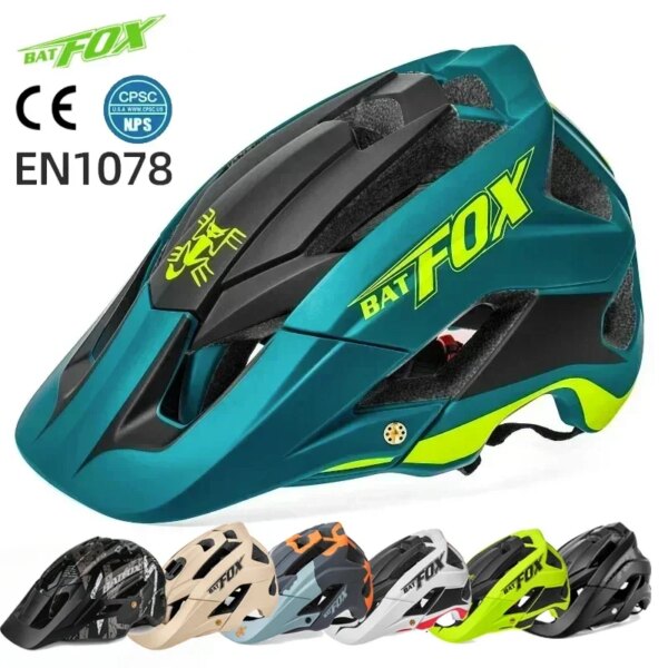 Batfox-casco ultraligero para bicicleta de montaña, casco de ciclismo moldeado integralmente DH para descenso, gorra de seguridad con visera para hombre