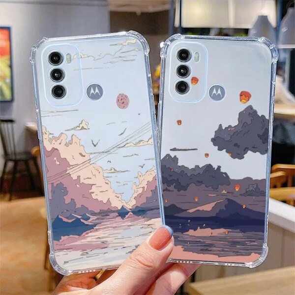 Hermoso paisaje transparente funda de teléfono para Motorola Moto G60 G22 G82 G20 G40F G53 G8 G42 G52 G30 E20 E7 Power G10 G9Plus