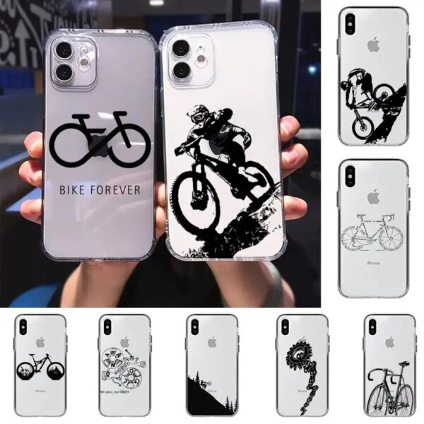 Funda de teléfono deportiva para bicicleta, carcasa transparente para iPhone 11 12 13 mini pro XS MAX 8 7 6 6S Plus X 5S SE 2020 XR