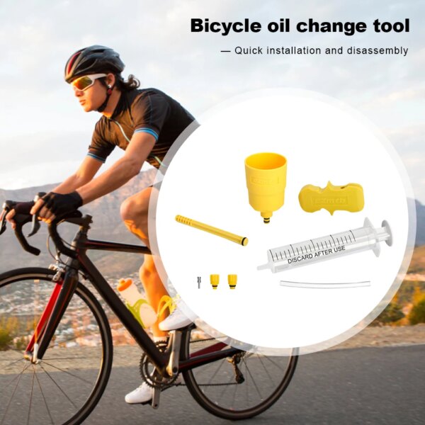 Kit de purga de aceite de freno de bicicleta, Herramientas de reparación de bicicletas de montaña y carretera, juego de herramientas de purga de freno de disco hidráulico para SHIMANO