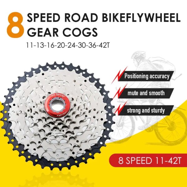 Cassette de bicicleta 11-42T, Kit de Cassette de 8 velocidades, placa de acero de alta resistencia, piñón de soporte de rueda libre para accesorios de bicicleta MTB