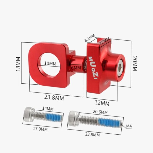 Tensor de Ajustador de cadena de bicicleta, tensor de Ajustador de cadena negro/rojo/dorado/plateado, orificio de eje de 10mm, 36x20mm, alta calidad