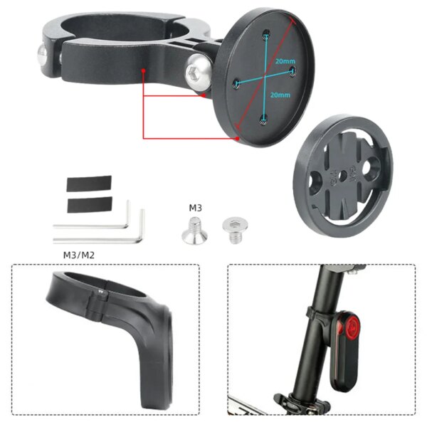 Kits de montaje de tija de sillín de luz de bicicleta para soporte de luz trasera Garmin Varia RVR315RTL510515500 Compatible con cámaras Gopro