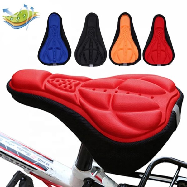 Sillín de bicicleta 3D, funda suave para asiento de ciclismo, almohadilla de esponja gruesa para bicicleta de montaña, cojín transpirable para exteriores, 28x16cm, 4 colores