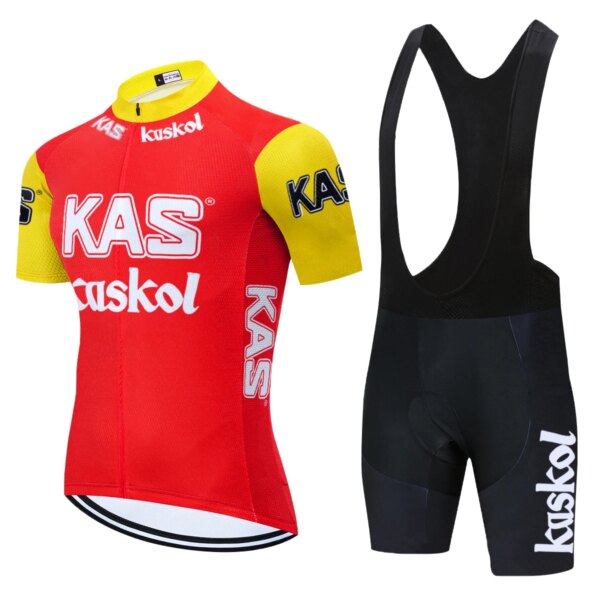 Equipo de bicicleta de manga corta KAS Red Maillot Ciclismo Jersey de Ciclismo para hombre conjuntos de ropa de Ciclismo transpirable de verano