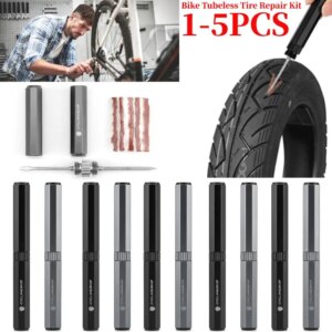 Kit de herramientas de reparación de neumáticos sin cámara para bicicleta, Mini tapón de reparación de neumáticos para bicicleta de montaña y carretera, parche de reparación plana para pinchazos, sellador de taladro, raya de goma