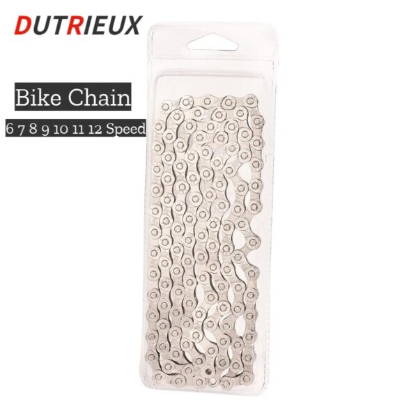 Cadena de bicicleta 6 7 8 9 10 11 12 velocidades Velocidade cadena de bicicleta de plata galvanizada cadenas de montaña carretera MTB parte 116 eslabones