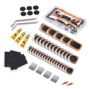 Kit de reparación de neumáticos planos para bicicleta, parches de tubo interior de goma para neumáticos interiores de MTB, adhesivo sin pegamento, conjunto de herramientas de reparación de bicicletas de secado rápido