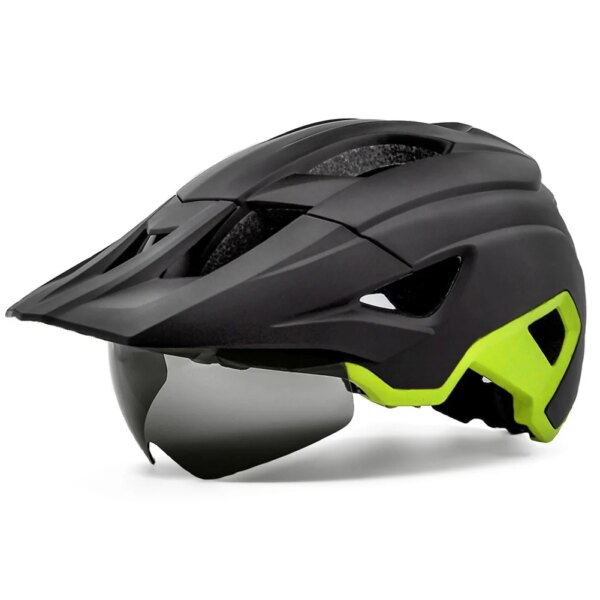 Casco de bicicleta con visera LED recargable para hombre, casco de bicicleta, gafas de sol, escudo, cascos de ciclismo de montaña y carretera