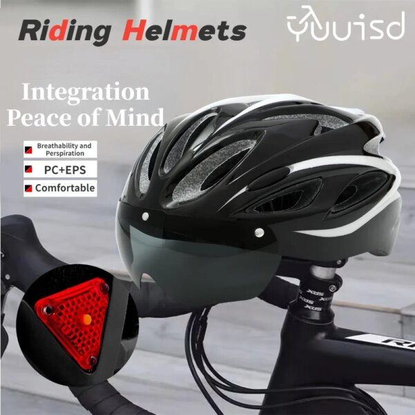 Casco de bicicleta con luz trasera LED, casco de ciclismo para adultos, apto para 58-62cm, ligero, transpirable, colorido, accesorios para cascos de bicicleta