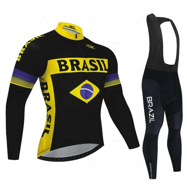 Conjunto de ropa de Ciclismo transpirable de Brasil, Jersey de verano de manga larga, traje deportivo para Hombre, ropa deportiva para bicicleta de montaña, Maílllot Ciclismo Hombre