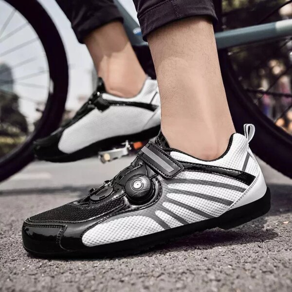 Zapatos de ciclismo transpirables con autosujeción, zapatos de bicicleta de carretera, zapatillas deportivas ultraligeras para carreras