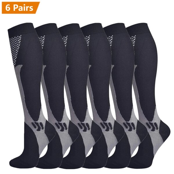 Brothock 6 pares para Dropshipping Calcetines de compresión 20-30 MmHg Lo mejor para atlético Nylon Ciclismo Enfermería médica Medias deportivas