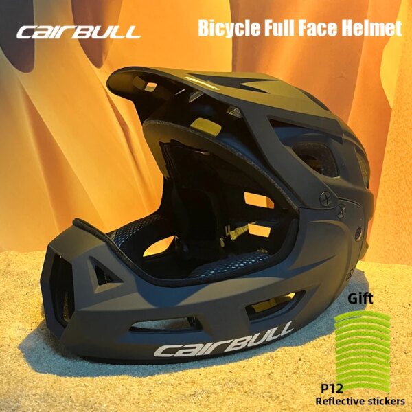 CAIRBULL Luz integrada Cascos de bicicleta de montaña Hombre para descenso BMX Adultos Cara completa Aero Motocross Casco Ciclismo Transpirable