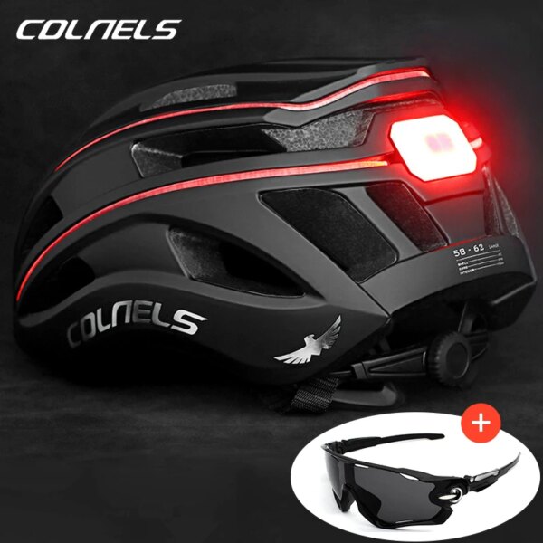 COLNELS casco de ciclismo profesional luz trasera de carga USB con barra de luz conducción al aire libre deportes casco de bicicleta de carreras