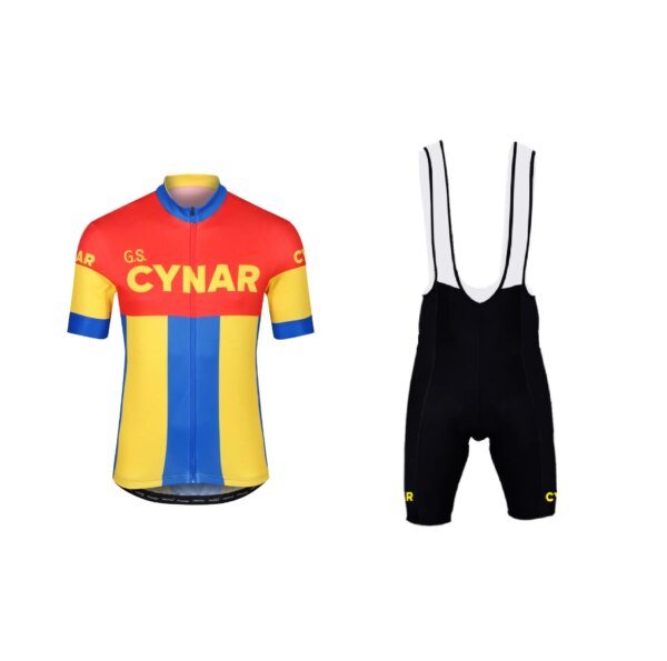 CYNAR TEAM-Conjunto de Ropa de Ciclismo clásica Retro, Kit de Ropa de manga corta para bicicleta de carreras, Maillot, Ropa de Ciclismo