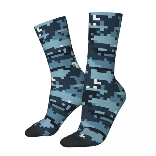 Camuflaje ejército azul marino Digital hombres mujeres calcetines ciclismo novedad Primavera Verano Otoño Invierno medias regalo