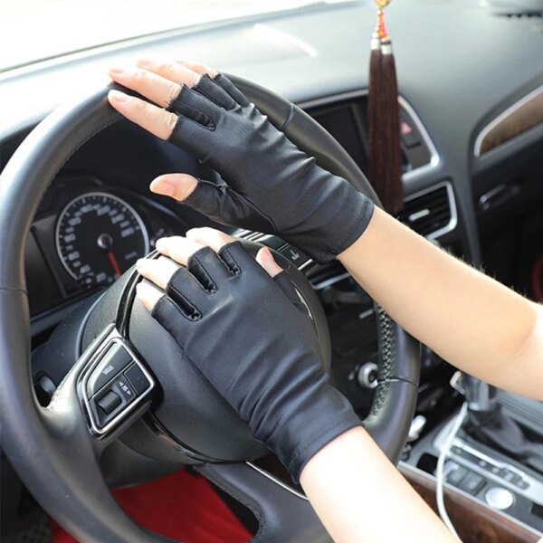 Guantes para conducir de coche, guantes Anti-UV para mujer y hombre, guantes de medio dedo, finos, con absorción de sudor, transpirables, antideslizantes, Protector de mano