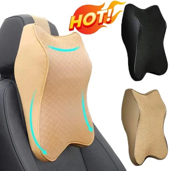 Reposacabezas de asiento de coche, almohada de espuma de memoria 3D para viaje, reposacabezas para aliviar el dolor, almohadilla de malla transpirable, cojín suave para la cabeza