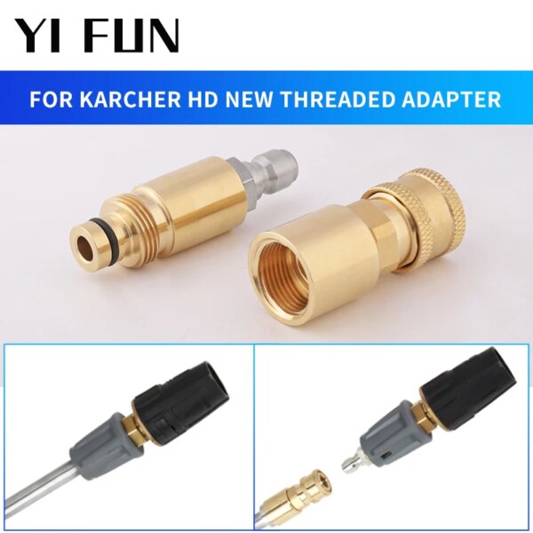 Adaptador de accesorios para lavado de coches, cabezal de pistola limpiadora de alta presión Karcher HD 1/4, conexión rápida, nuevo estilo para pistola limpiadora Karcher