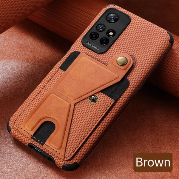 Funda de teléfono para Xiaomi con tapa y tarjetero de fibra de carbono, Funda de cuero para Xiaomi Redmi Note 11 10 Pro 11S S Prime POCO X3 NFC Mi 11 Lite