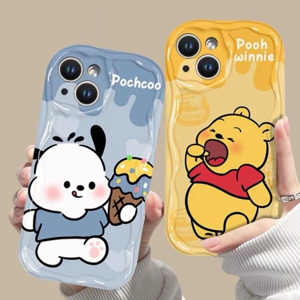 Queso Winnie Bear para Huawei P60 P30 Lite P40 Y9S Nova Y70 Y90 9SE 11 funda de teléfono blanda de TPU con ondas de dibujos animados para Honor 50 70 90 X7 X8