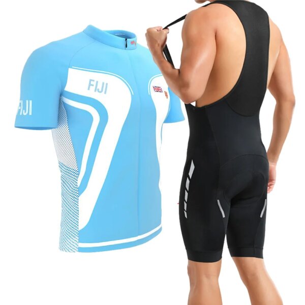 Conjunto de Jersey de ciclismo clásico de Fiji para verano, camiseta para bicicleta de carretera, ropa para bicicleta de montaña de equipo profesional de alta calidad para descenso