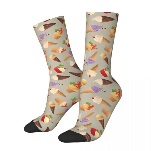 Calcetines de invierno unisex con diseño de cono de helado, calcetines felices para ciclismo, calcetines locos estilo callejero