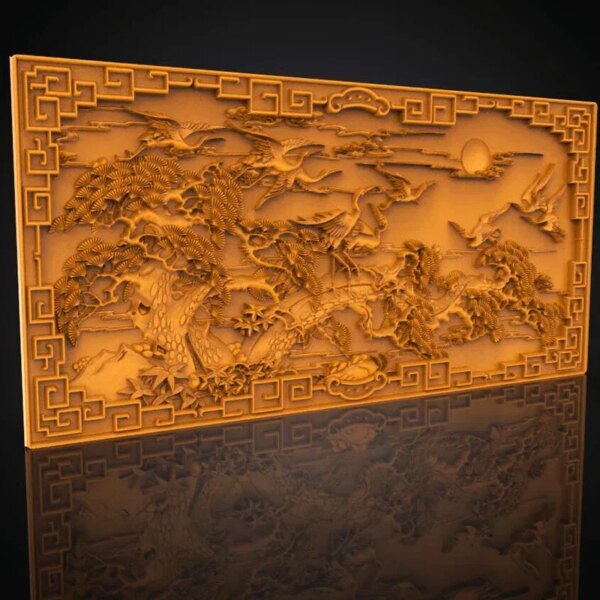 Grúa paisaje de pájaro relieve 3D archivos JDP BMP modelo para enrutador CNC impresora 3D Artcam Aspire bajo relieve pintura decorativa archivo CNC