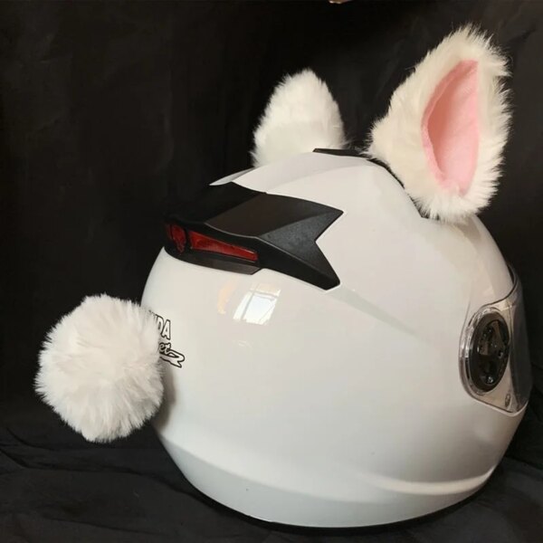 Casco de motocicleta bonito y creativo con orejas de gato de peluche, 1 par, pegatina decorativa para casco de Motocross, accesorios de estilo Cosplayer como regalo