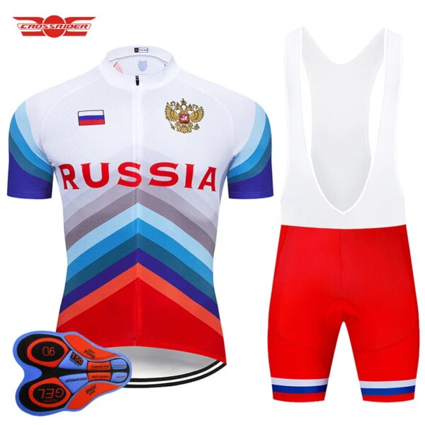 Crossrider 2023 equipo Rusia ciclismo Jersey 9D Bib Set MTB bicicleta ropa transpirable ropa de bicicleta hombres Maillot Culotte corto