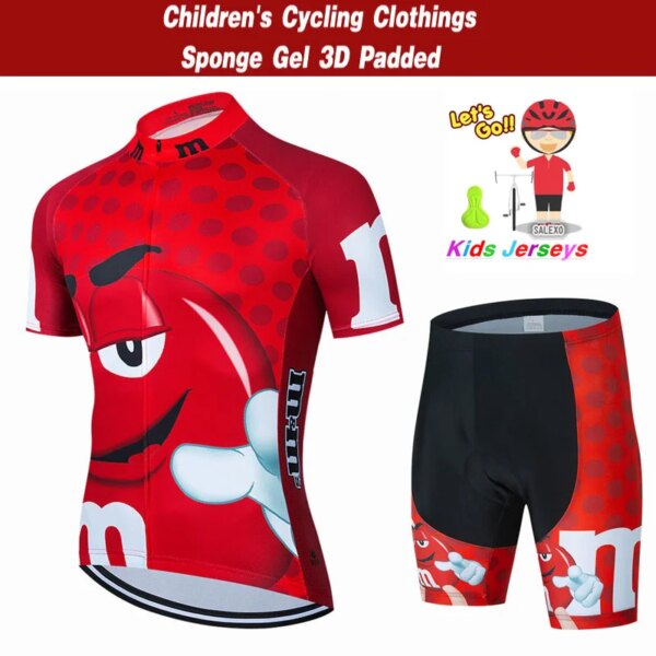 Ropa de Ciclismo para niños con dibujos animados, camisas para niños, traje, pantalones cortos transpirables de verano, conjunto de Ropa de Ciclismo para niños y niñas, uniforme para bicicleta de montaña